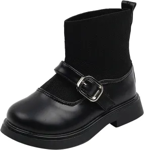 2 to 8Years Indoor Boots for Baby Toddler Girls Booties Little Kid Shoes Short Boots Girls Ankle (Black, 9.5 Toddler)