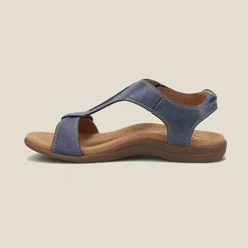 2024 new flat arch velcro one-line casual beach sandals