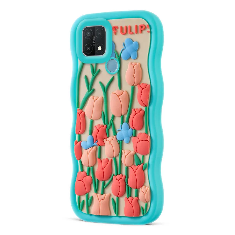 3D Silicone Soft Wave Edges Mobile Back Case For Oppo A15
