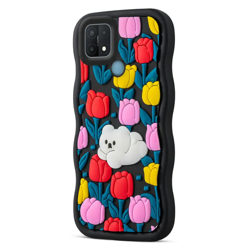 3D Silicone Soft Wave Edges Mobile Back Case For Oppo A15