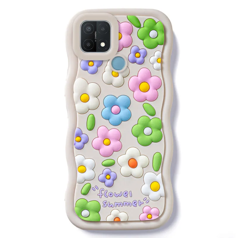 3D Silicone Soft Wave Edges Mobile Back Case For Oppo A15