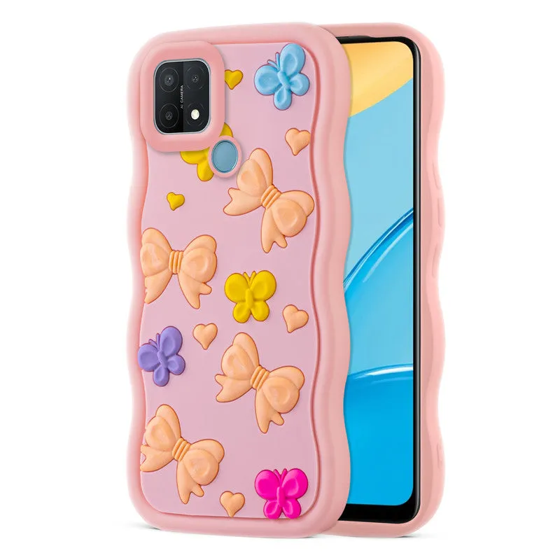 3D Silicone Soft Wave Edges Mobile Back Case For Oppo A15