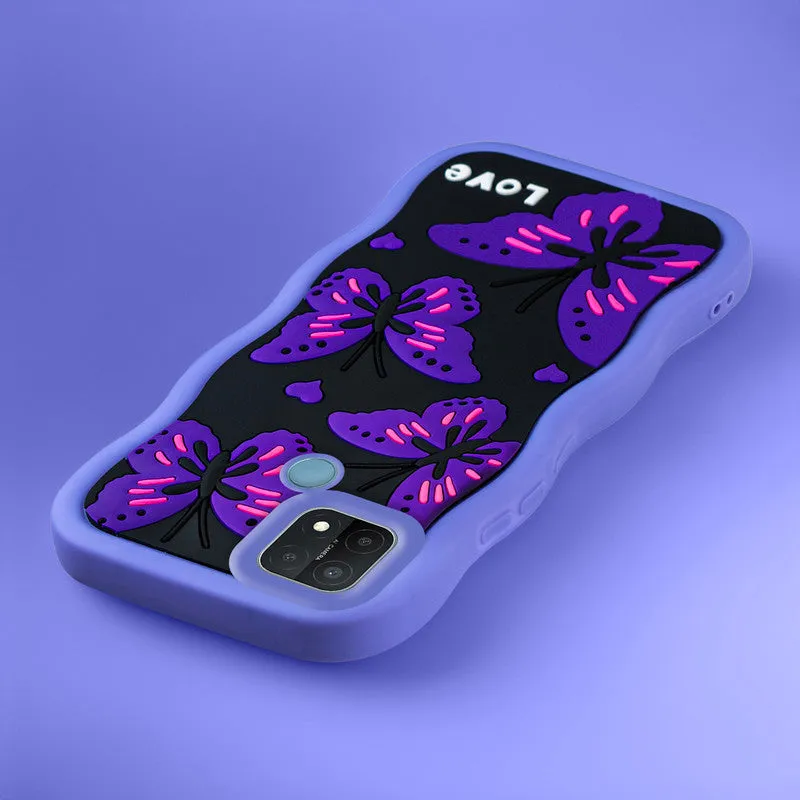 3D Silicone Soft Wave Edges Mobile Back Case For Oppo A15