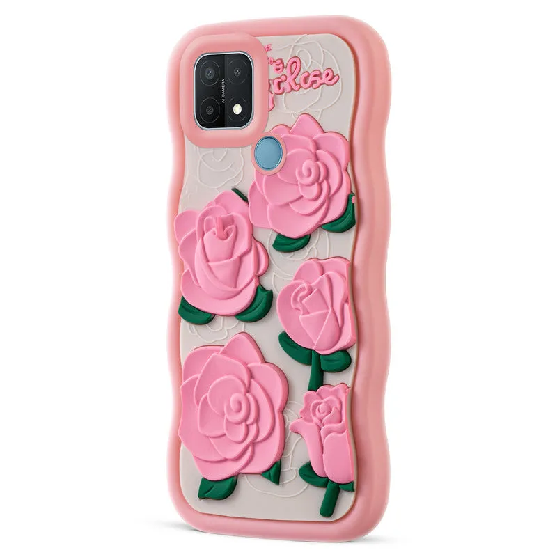 3D Silicone Soft Wave Edges Mobile Back Case For Oppo A15