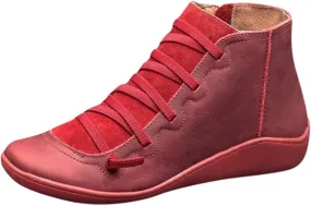 AMDBEL Brown Boots for Women Low Heel,Women Ankle Boots Black, Boots for Women Low Heel Hiking Boots Women Slip On Loafers Chunky Block Heel Shoes Office Hollow-out Heel Booties