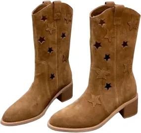 AMDBEL Fall Boots for Women 2024 Ankle Booties Low Heel Mid Calf Boots Fashion Cowboy Boots Pointed Toe Fall Winter Shoes