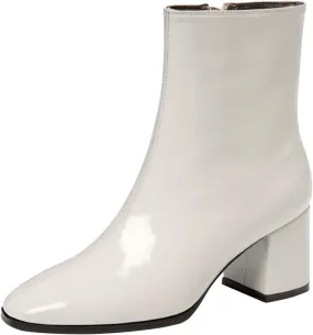 Ankle Boots for Women Mid Calf Boots for Women Fashion Leather Solid Color Side Zipper Chunky Heel Short Boots