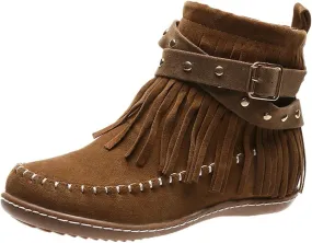 Ankle Boots for Women, Womens Retro Cowboy Boots Closed Toe Low Heel Combat Boots Western Shoes Fringed Ankle Booties
