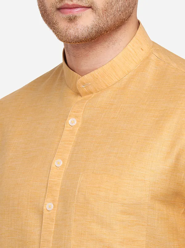 Apricot Orange Solid Regular Fit Modi Kurta | JadeBlue