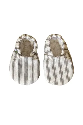 Baby Booties Stone Stripe Ticking