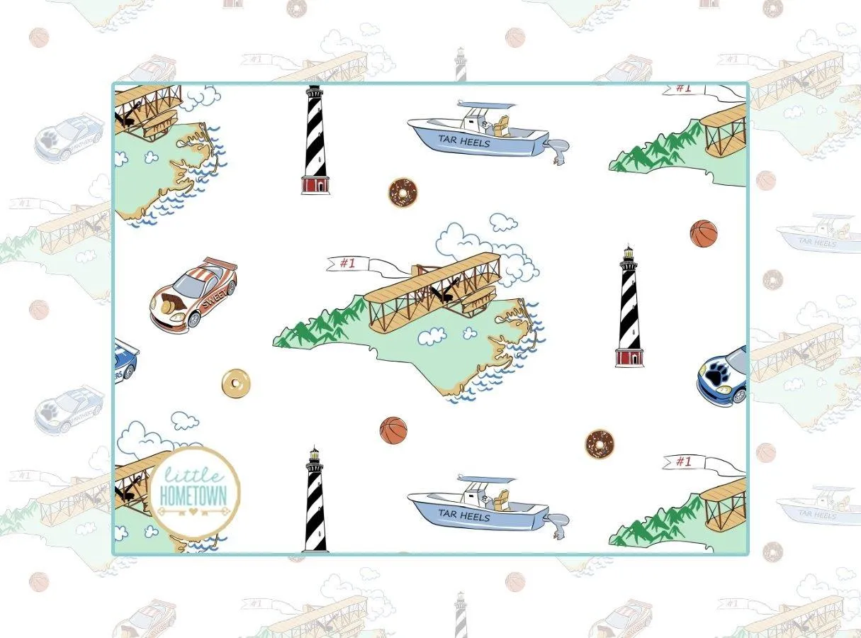 Baby Burp Cloth & Bib Combo: North Carolina Baby