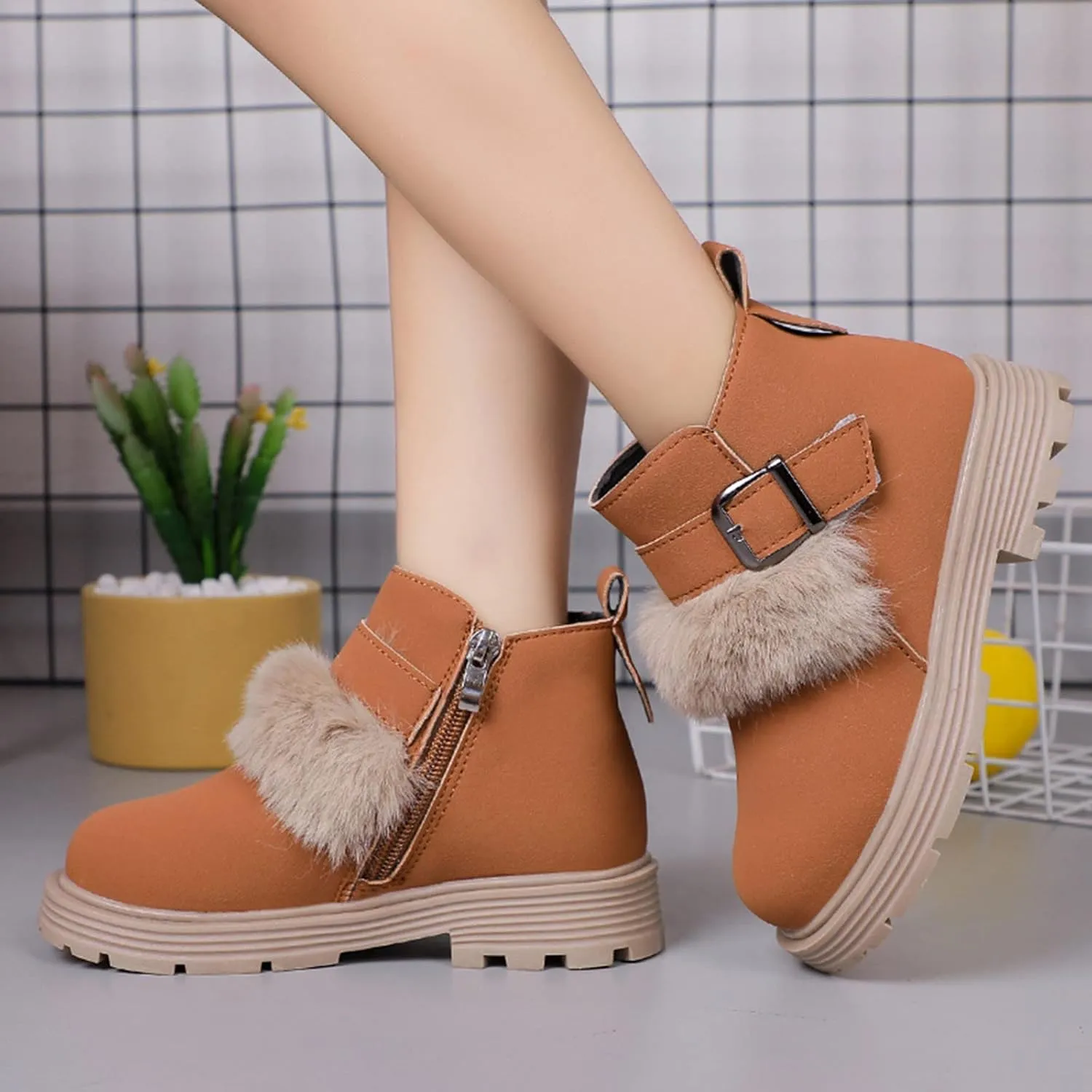 Baby Girls Zip Side Ankle Boots Low Heel Riding Little Girls Riding Boots Non Slip Breathable Shoes Toddler Boots