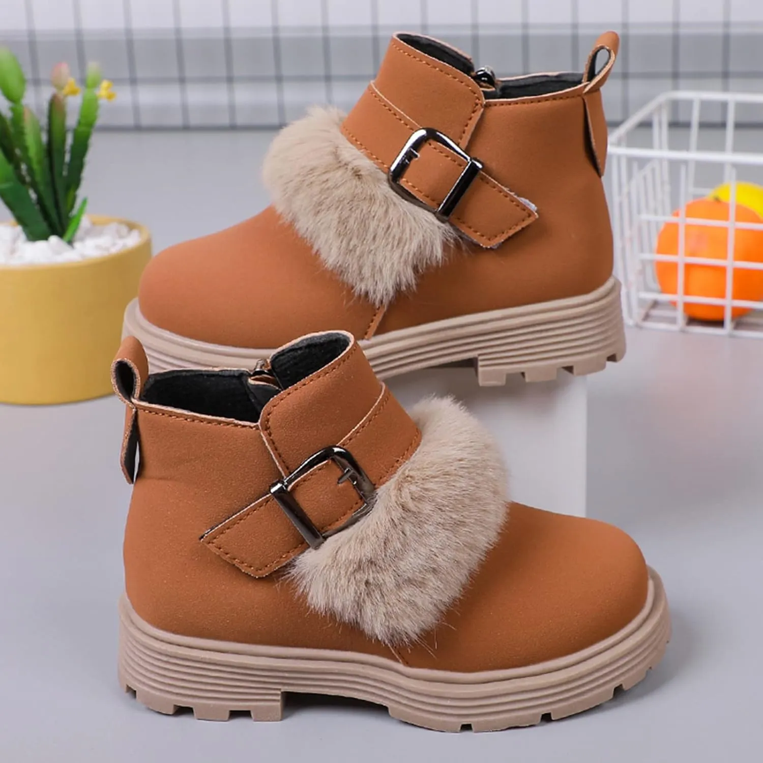 Baby Girls Zip Side Ankle Boots Low Heel Riding Little Girls Riding Boots Non Slip Breathable Shoes Toddler Boots