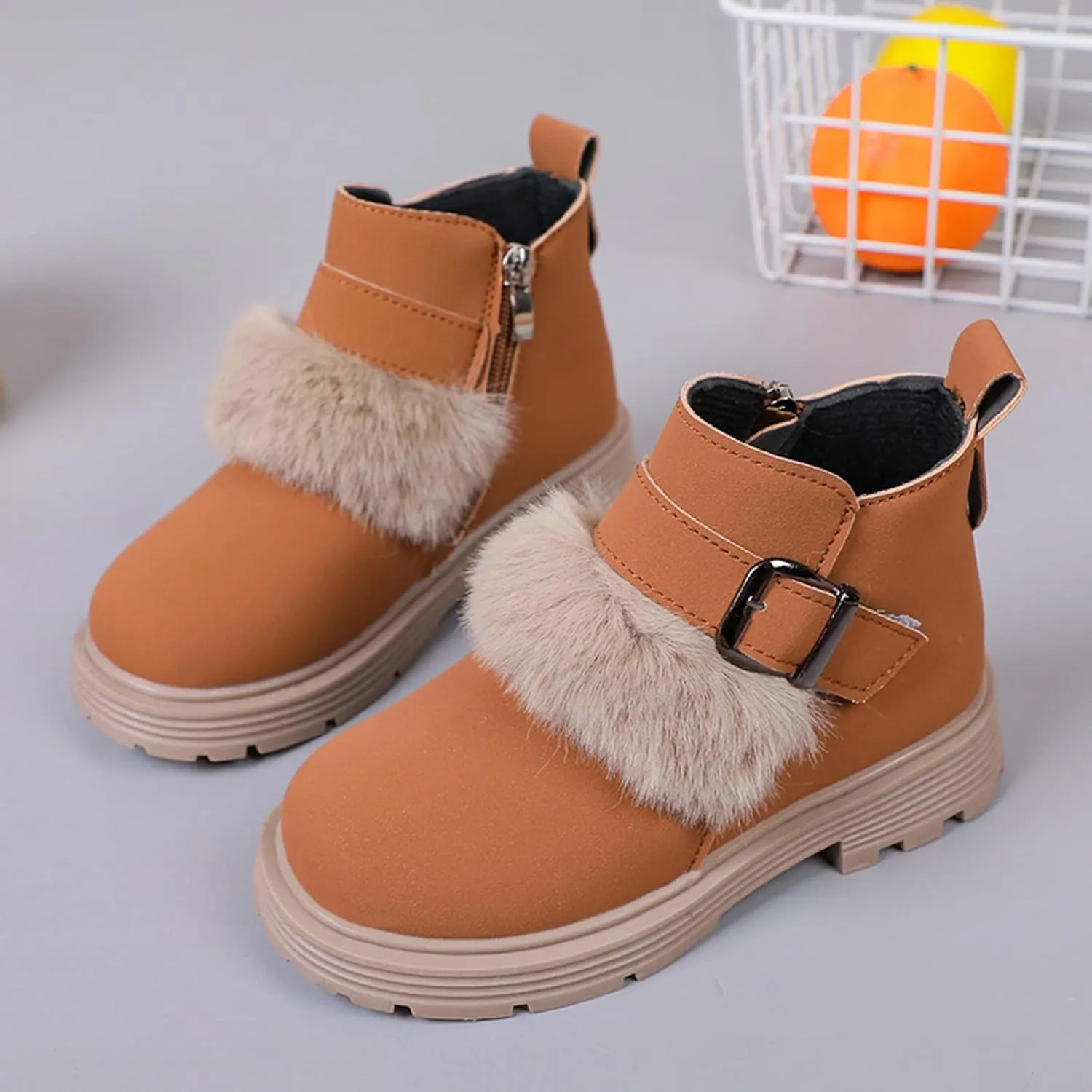 Baby Girls Zip Side Ankle Boots Low Heel Riding Little Girls Riding Boots Non Slip Breathable Shoes Toddler Boots