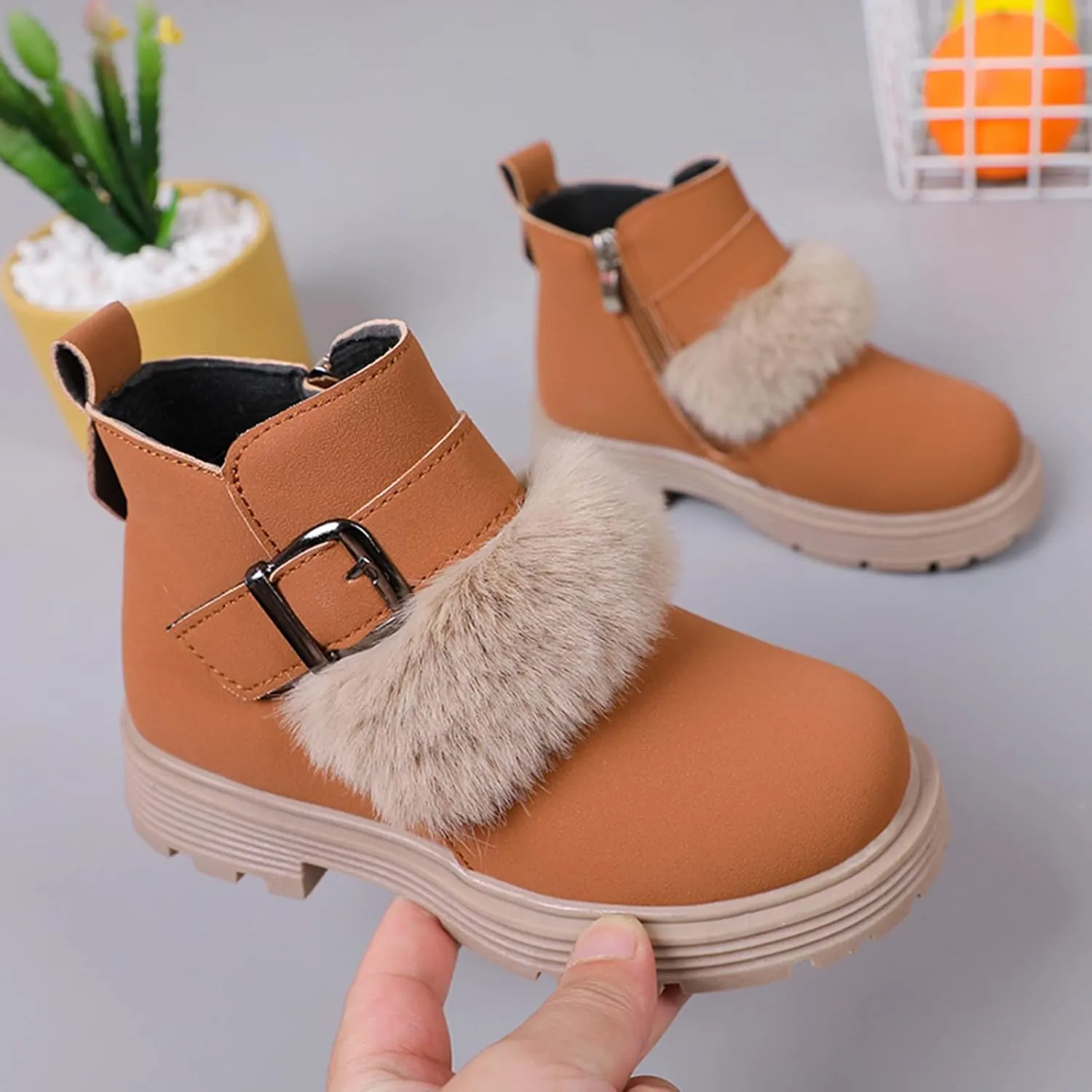 Baby Girls Zip Side Ankle Boots Low Heel Riding Little Girls Riding Boots Non Slip Breathable Shoes Toddler Boots