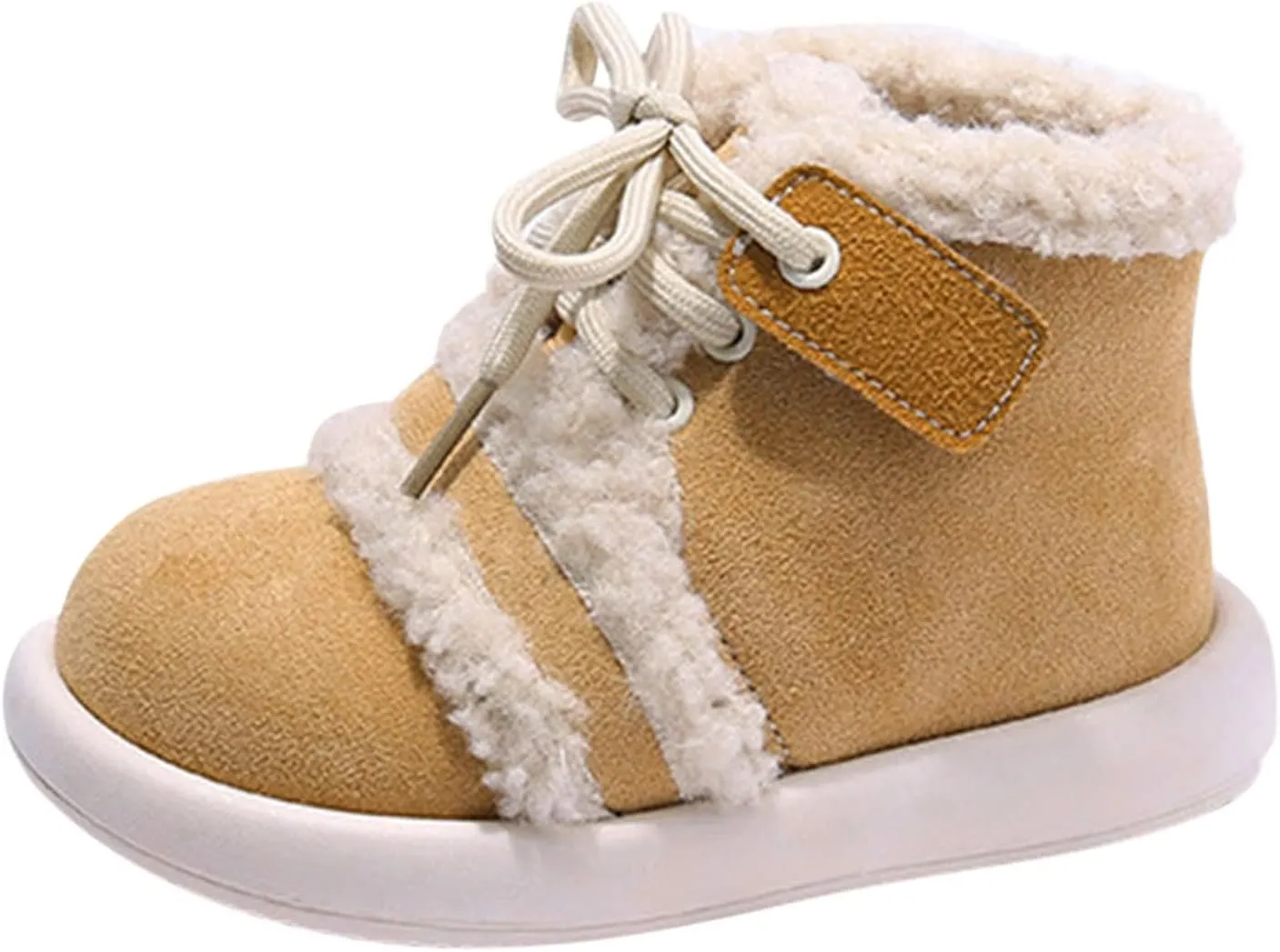 Baby School Boots Fashion Winter Children Boots Boys Girls Flat Ankle Boots Lace Up High Top (Yellow, 12 Little Child)