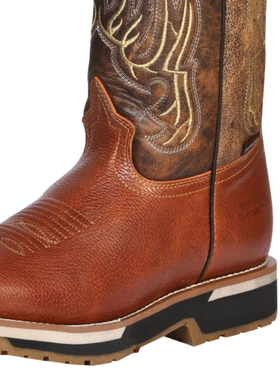 Botas de Trabajo Rodeo de Tubo Pull-On con Punta Suave de Piel Genuina para Hombre 'Establo' - ID: 41540