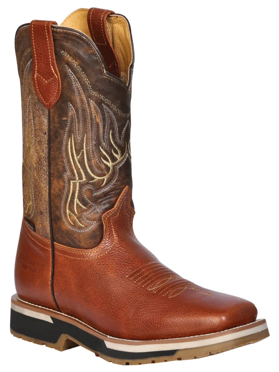 Botas de Trabajo Rodeo de Tubo Pull-On con Punta Suave de Piel Genuina para Hombre 'Establo' - ID: 41540