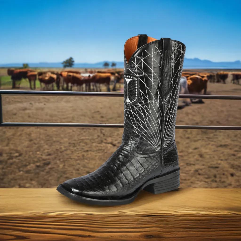 Botas Vaqueras Rodeo Imitacion de Caiman Belly Grabado en Piel Vacuno para Hombre 'El General' - ID: 44671