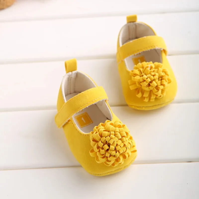 Candy Colors Newborn Baby Prewalker Soft Bottom Anti-slip, Big Flower Shoes