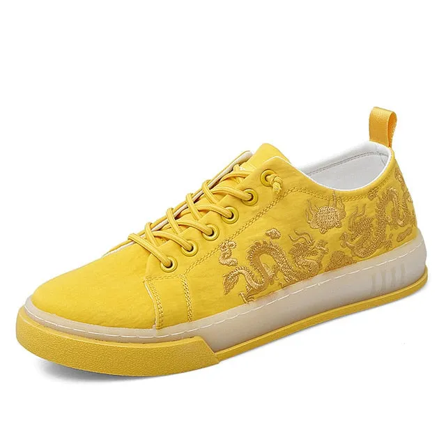Casual Men Tennis Shoes With Dragon Pattern