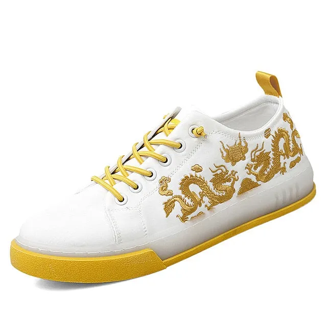 Casual Men Tennis Shoes With Dragon Pattern
