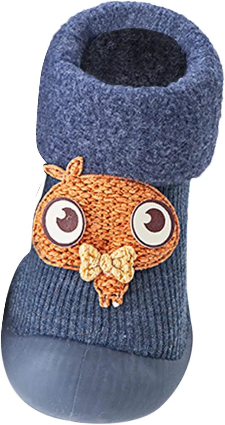 Girls Water Shoes, Kids Toddler Baby Boys Girls Solid Warm Knit Soft Sole Rubber Shoes Socks Slipper Stocking