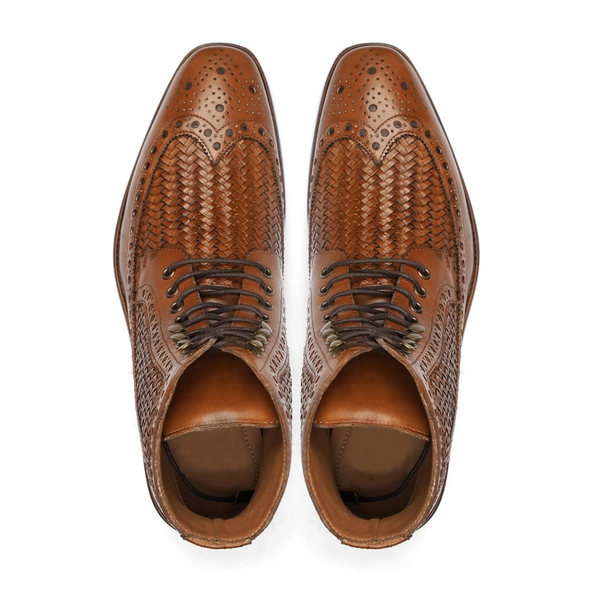 Handmade Custom Tan Brown Calf Leather Boots For Men