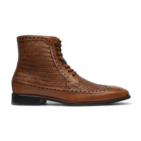 Handmade Custom Tan Brown Calf Leather Boots For Men