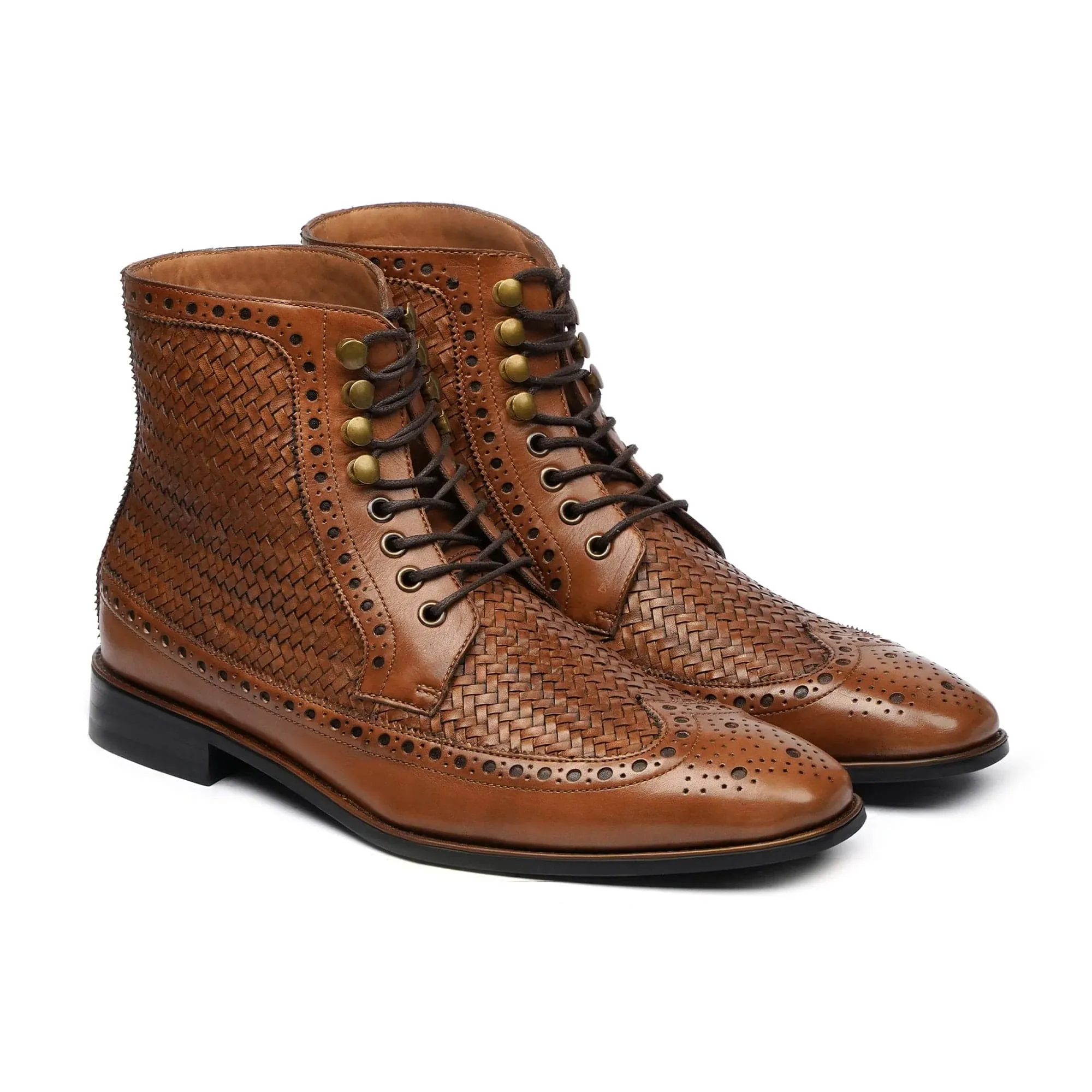 Handmade Custom Tan Brown Calf Leather Boots For Men