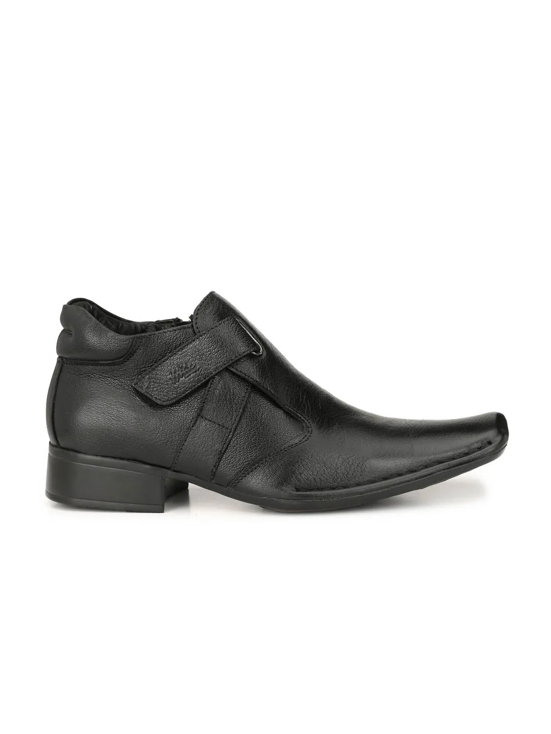 Hitz Men's Black Leather Ankle Boot with Zip Closure
