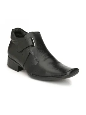 Hitz Men's Black Leather Ankle Boot with Zip Closure
