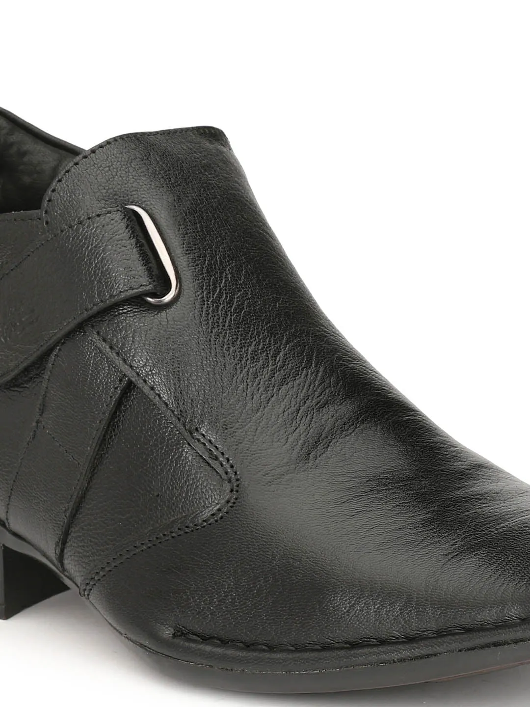 Hitz Men's Black Leather Ankle Boot with Zip Closure