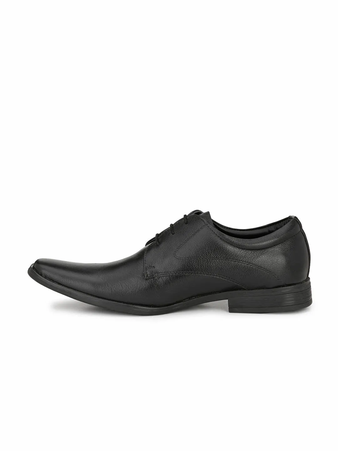 Hitz Men's Black Leather Lace-up Formal Shoes