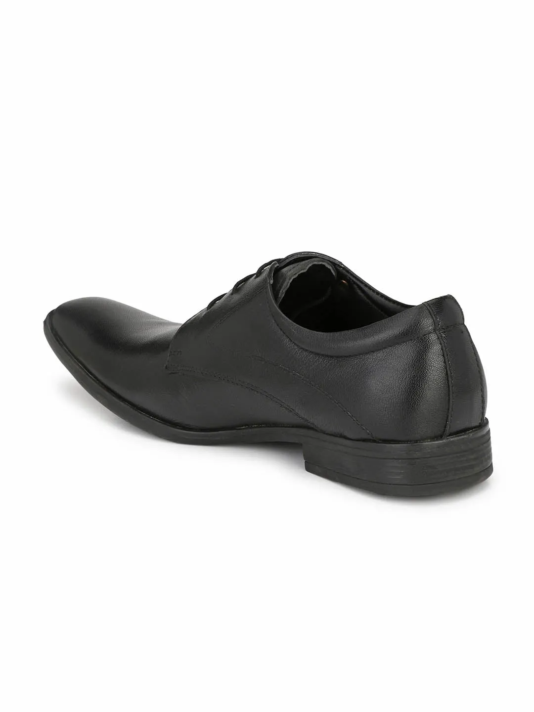 Hitz Men's Black Leather Lace-up Formal Shoes
