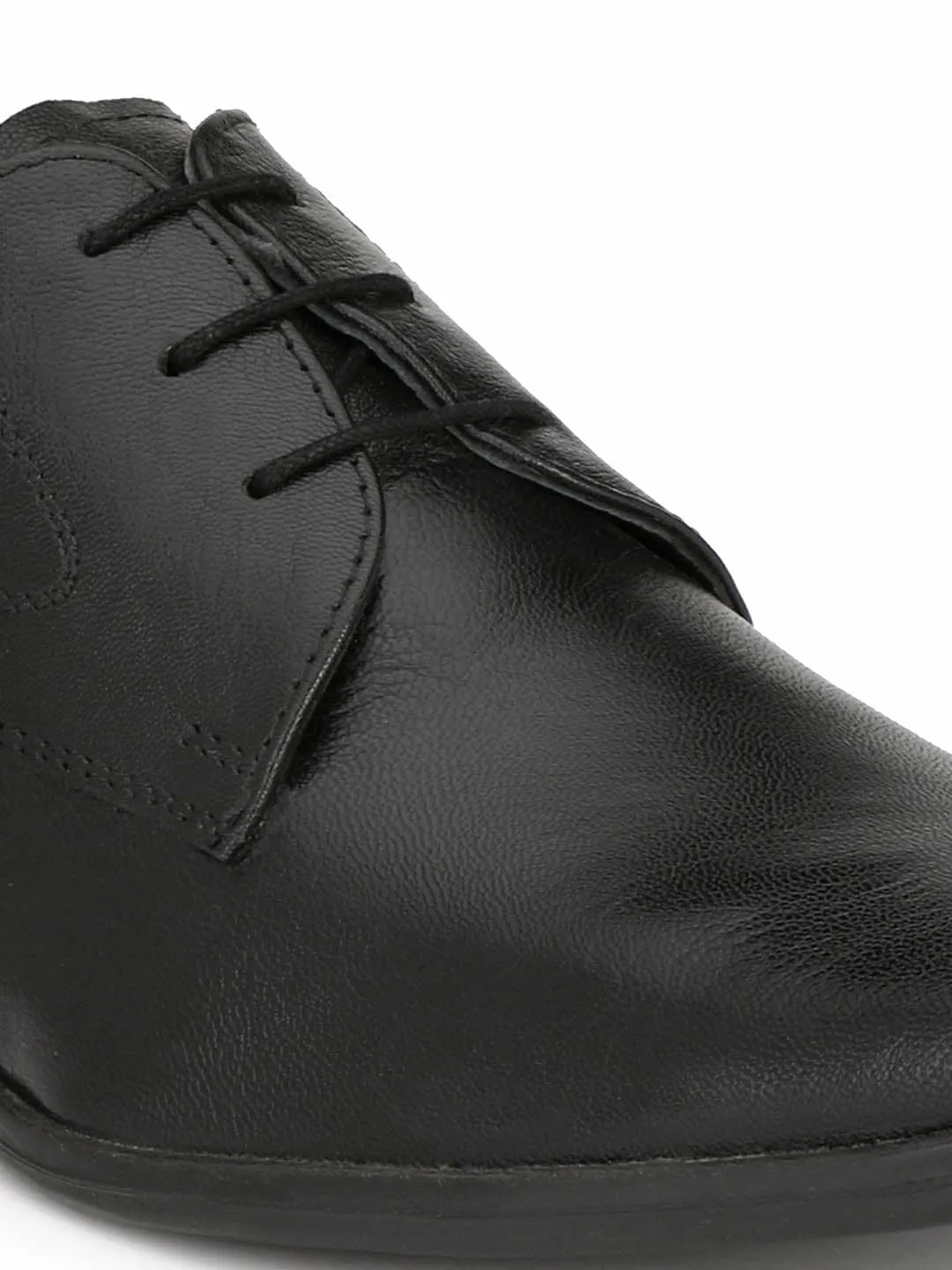 Hitz Men's Black Leather Lace-up Formal Shoes