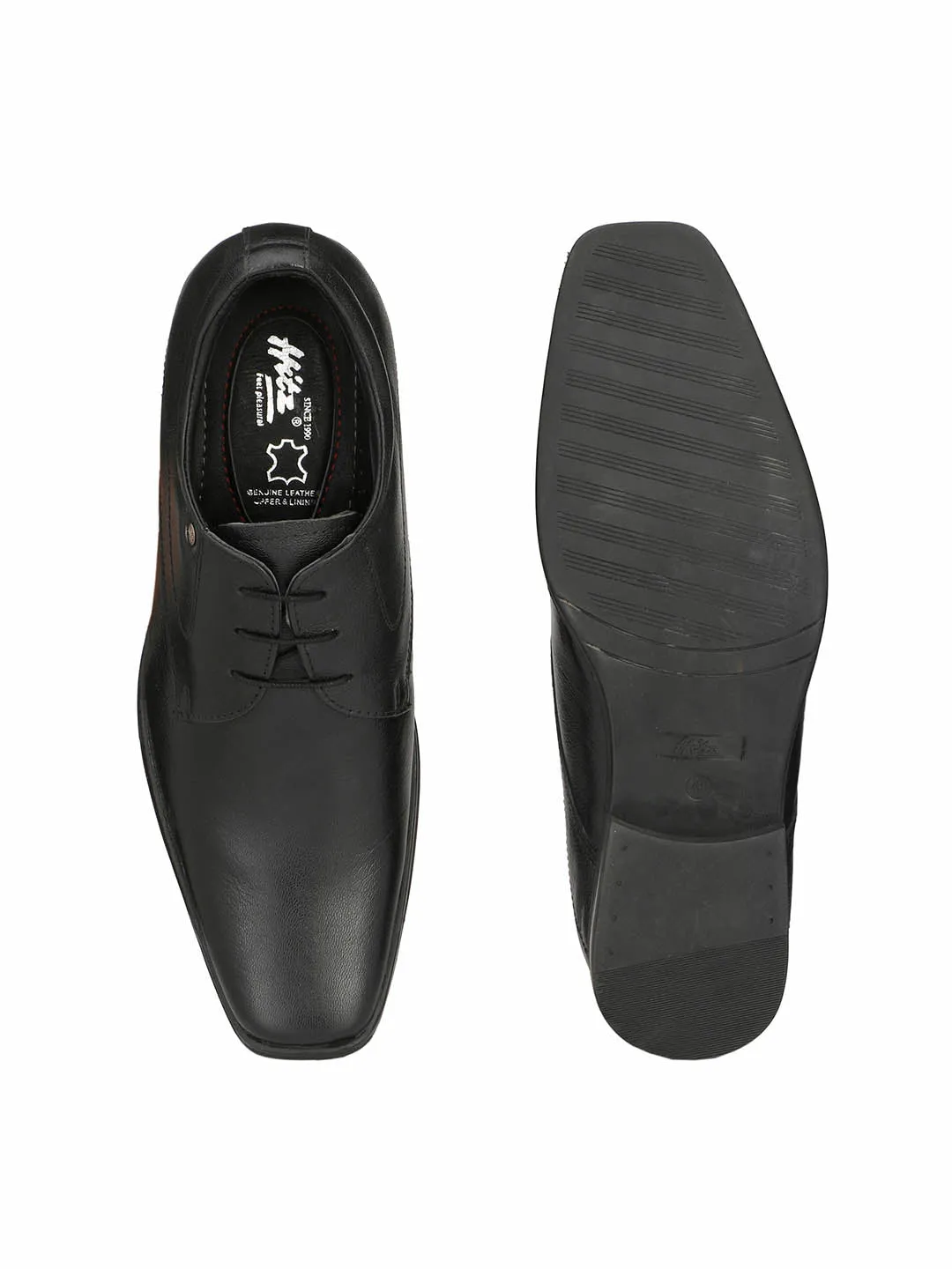 Hitz Men's Black Leather Lace-up Formal Shoes