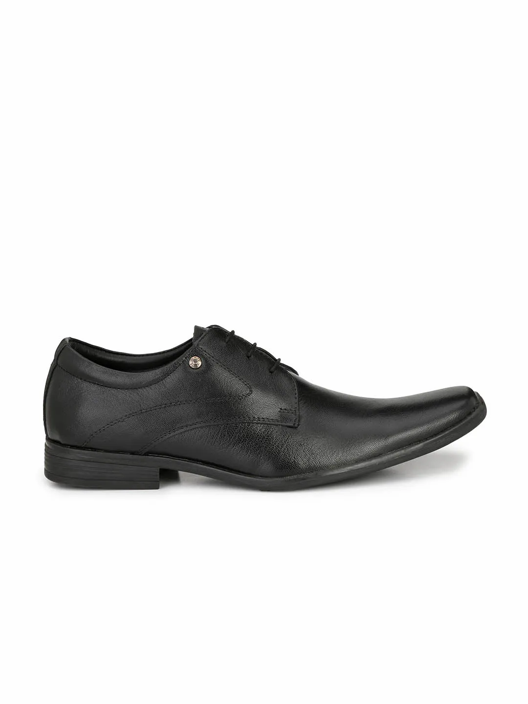 Hitz Men's Black Leather Lace-up Formal Shoes