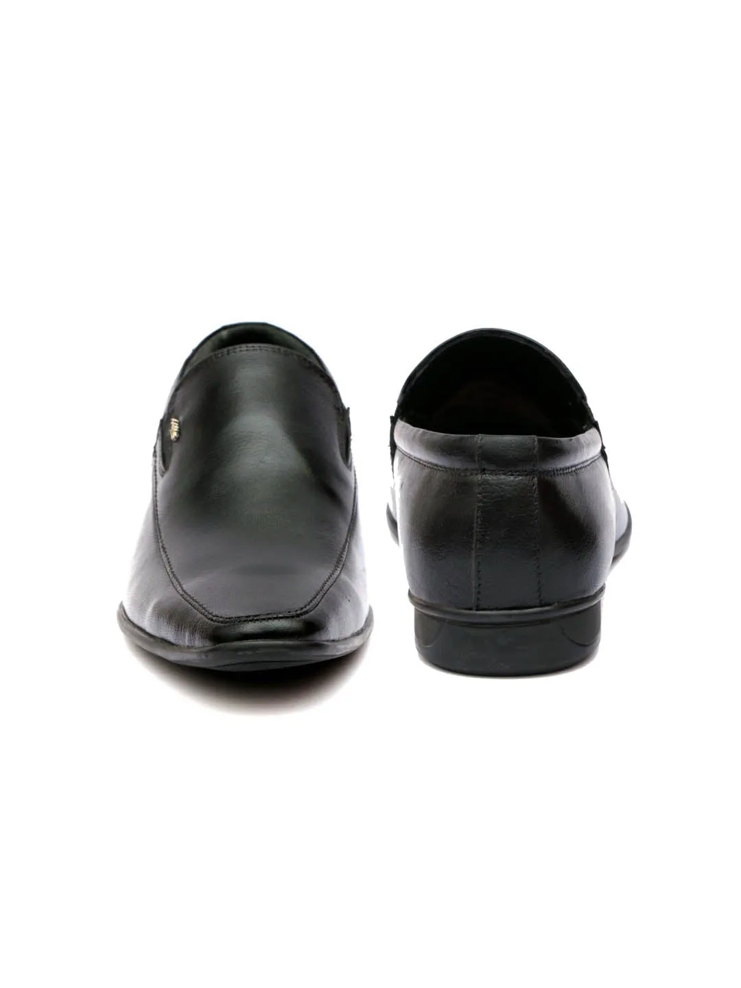 Hitz Men's Black Leather Slip-On Formal Shoes