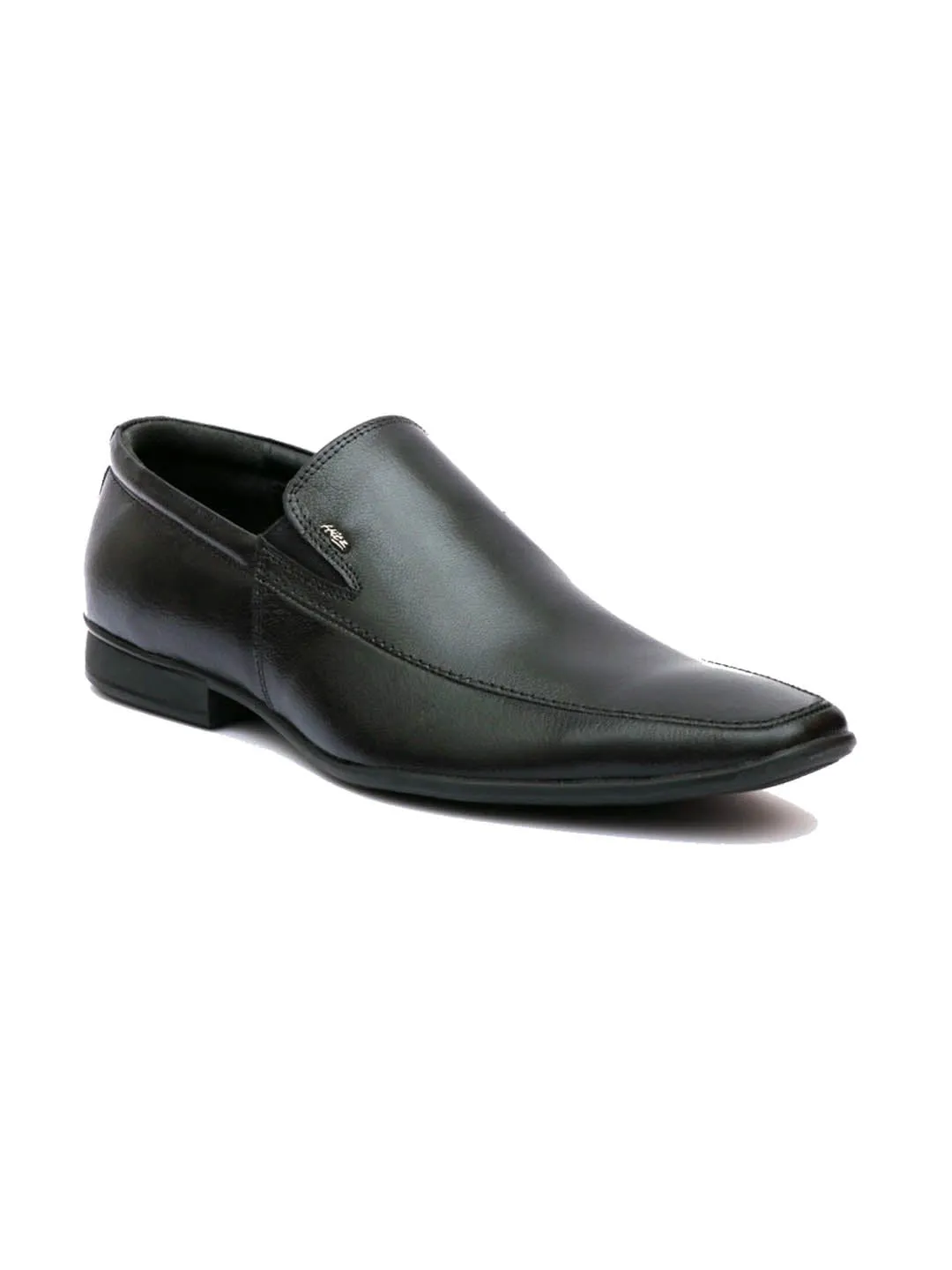 Hitz Men's Black Leather Slip-On Formal Shoes