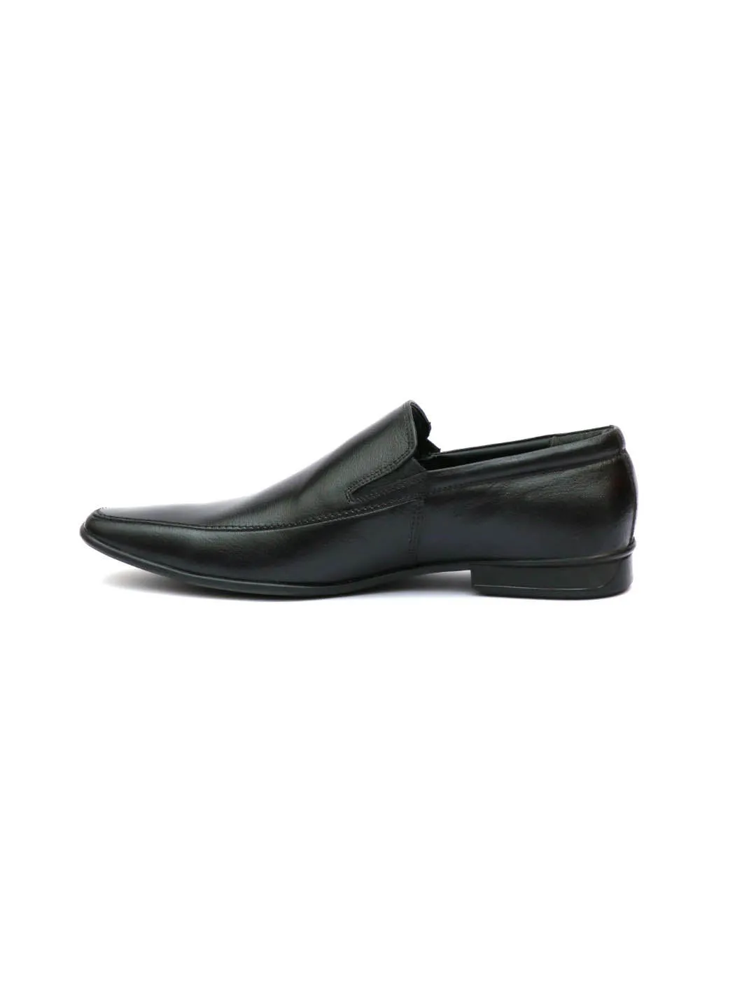 Hitz Men's Black Leather Slip-On Formal Shoes