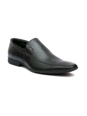 Hitz Men's Black Leather Slip-On Formal Shoes