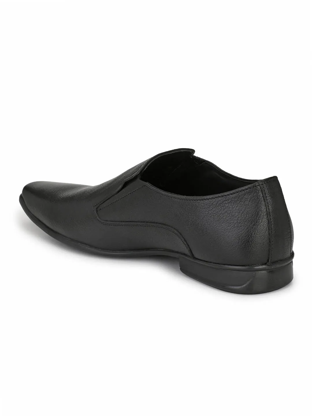 Hitz Men's Black Slip-On Leather Formal Shoes