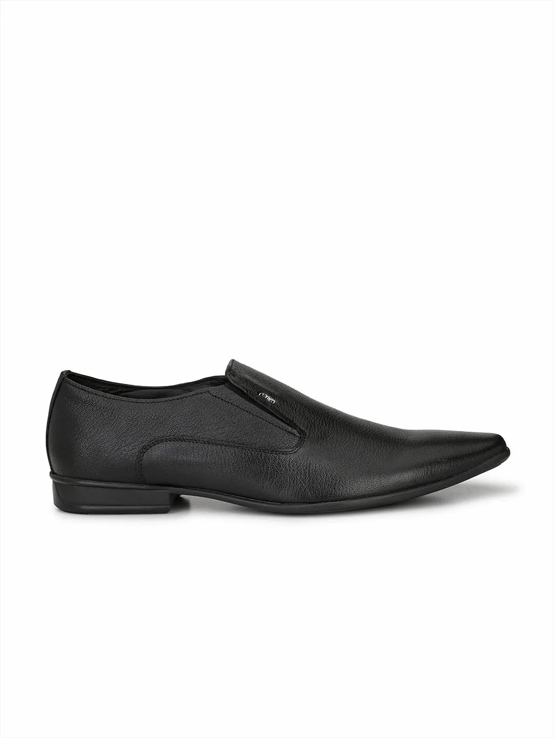 Hitz Men's Black Slip-On Leather Formal Shoes