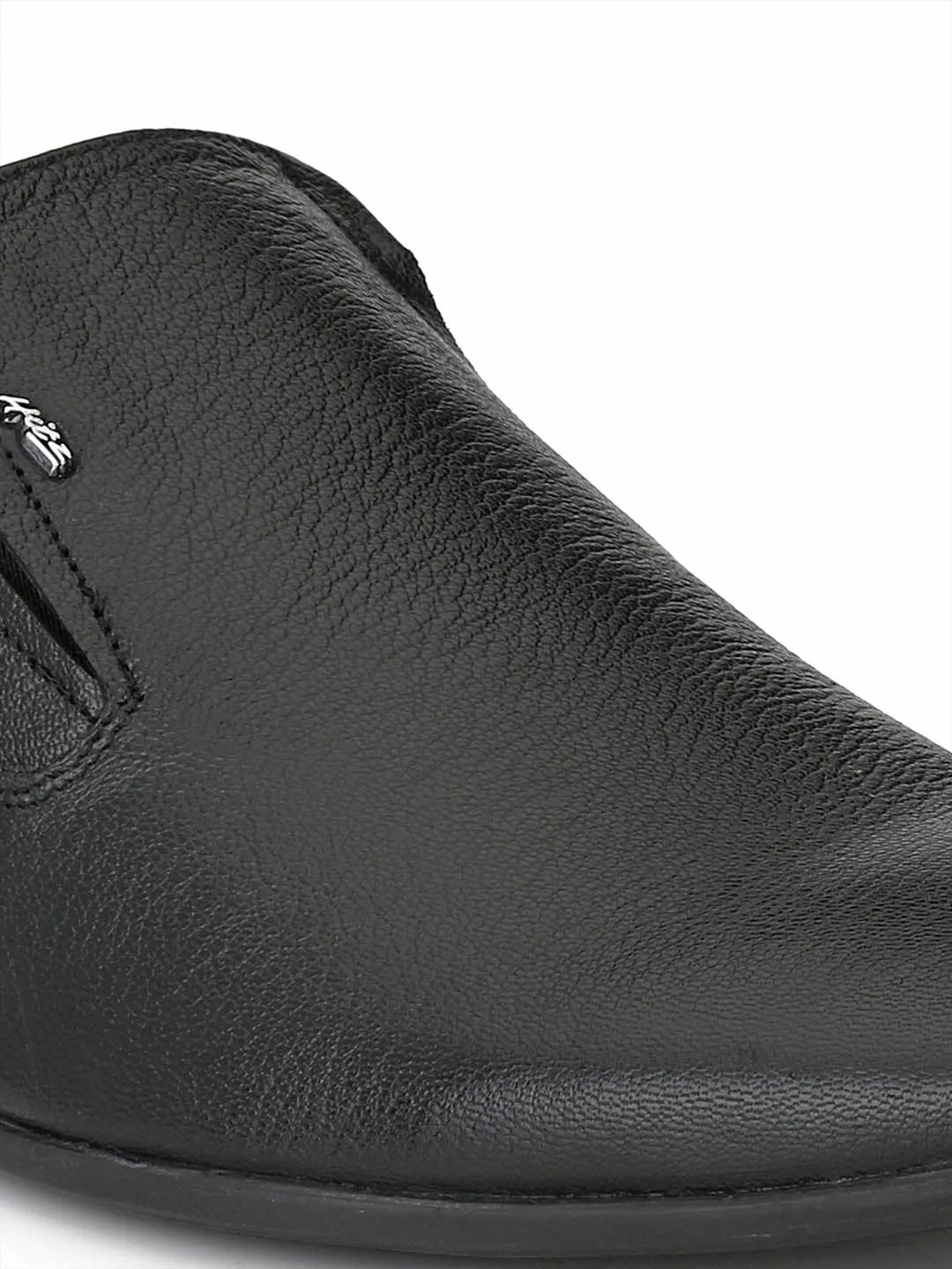 Hitz Men's Black Slip-On Leather Formal Shoes