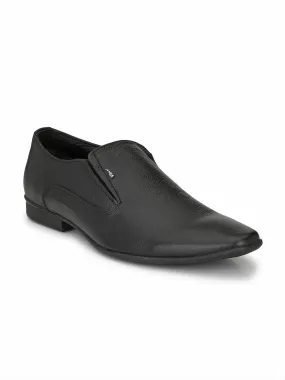 Hitz Men's Black Slip-On Leather Formal Shoes