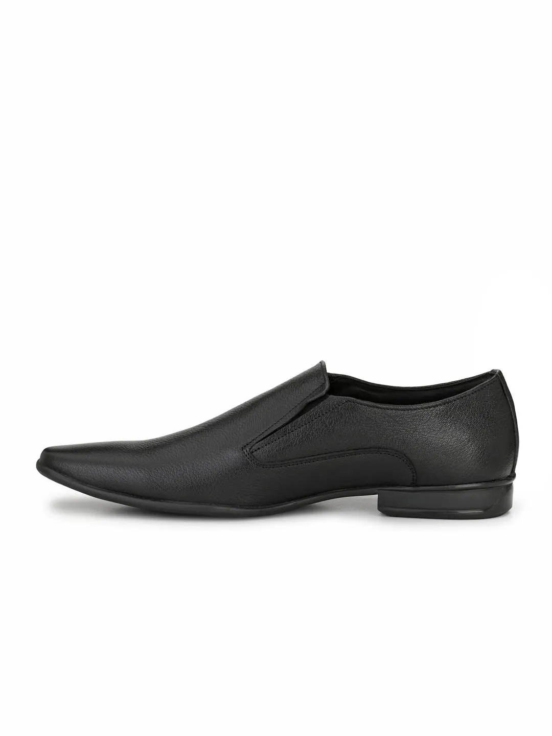 Hitz Men's Black Slip-On Leather Formal Shoes