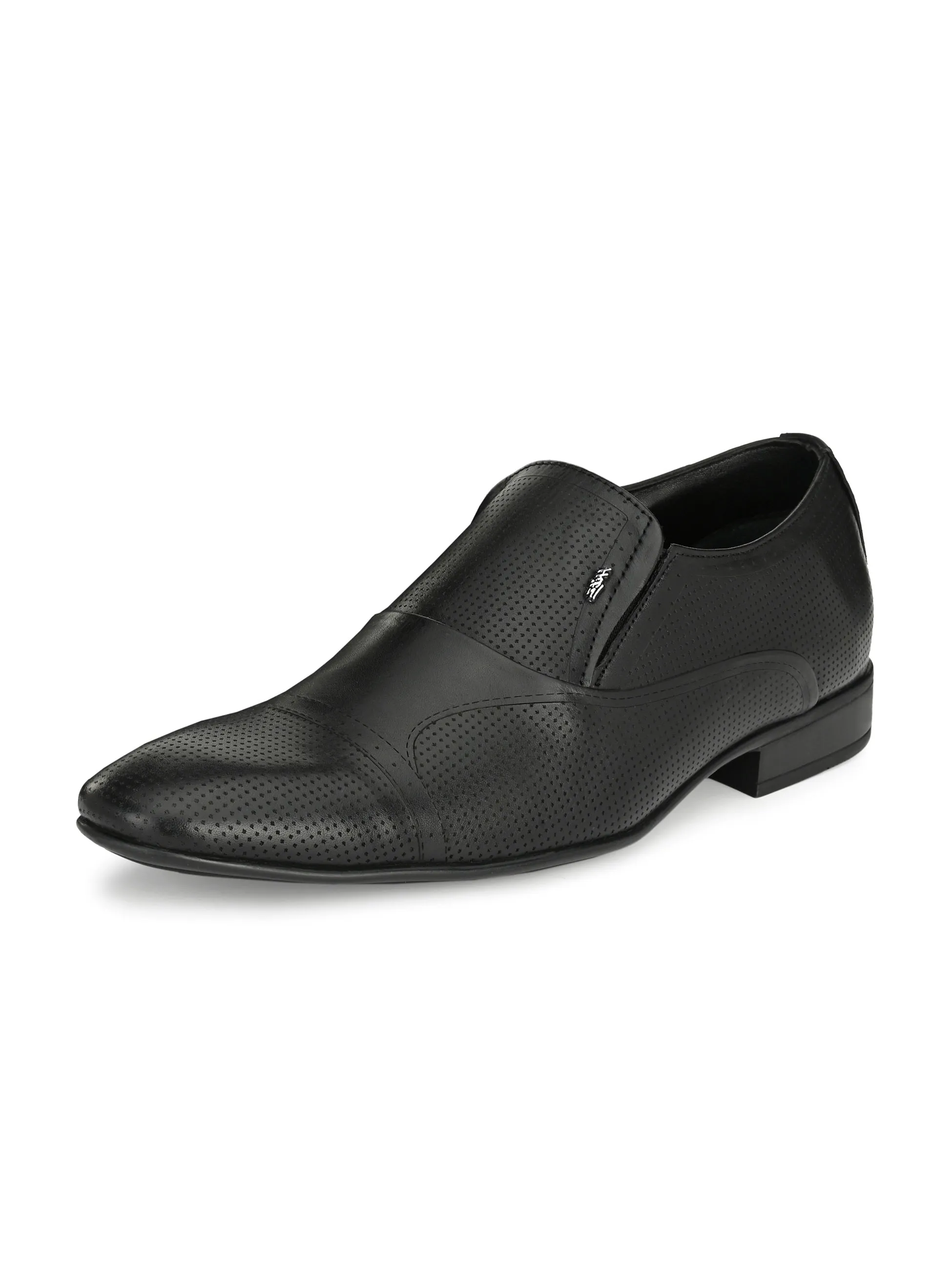 Hitz Men's Black Synthetic Slip-On Formal Shoes