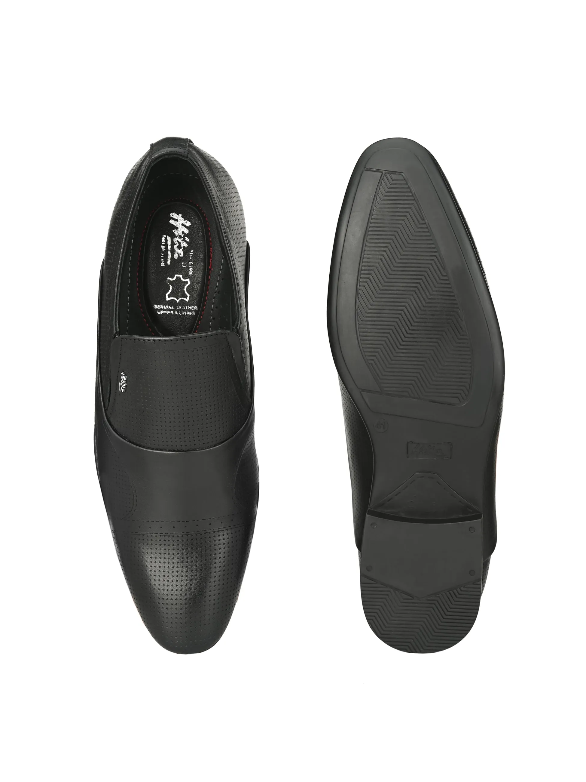 Hitz Men's Black Synthetic Slip-On Formal Shoes