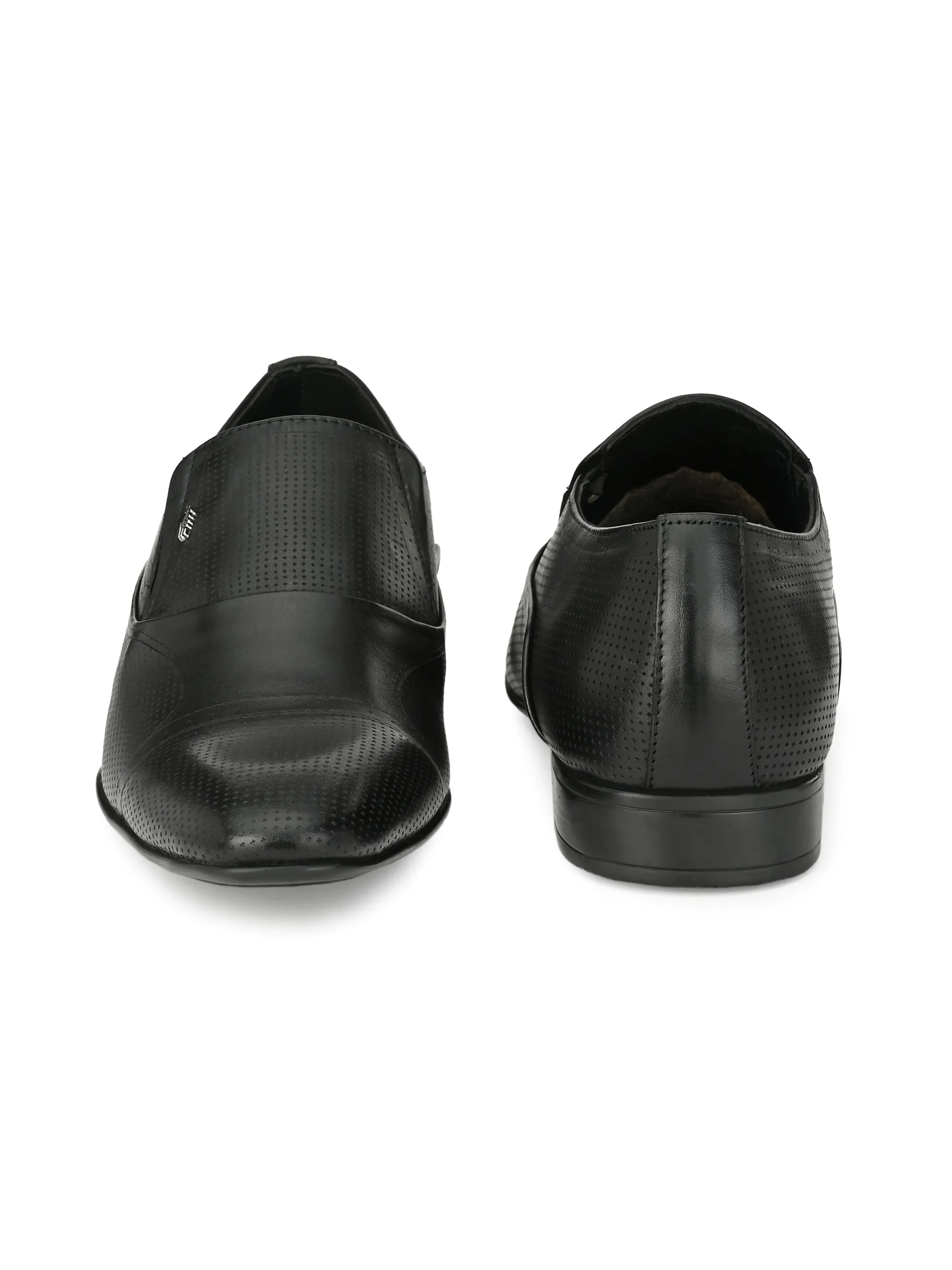 Hitz Men's Black Synthetic Slip-On Formal Shoes